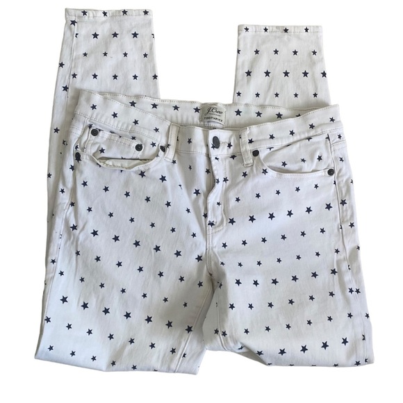 J crew toothpick cream pants with navy stars denim jeans 29” stars patriotic - Picture 8 of 11